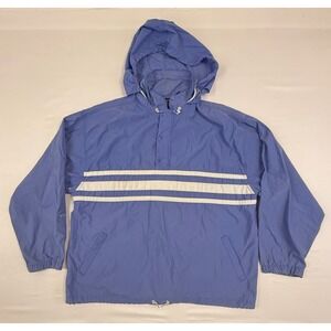 Vintage Gap Mens Blue Nylon Windbreaker Anorak Jacket XL Packable Hood 90s